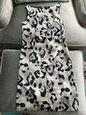 Ann Taylor Silk Blend Stylized Leopard Print Sheath Dress Size 4